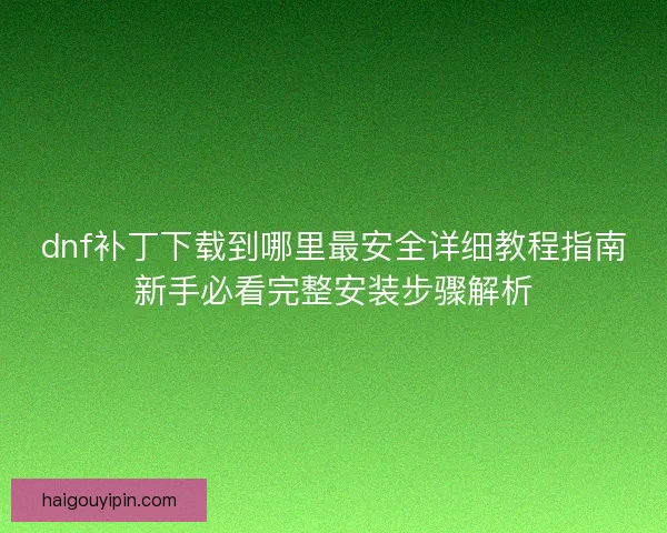 dnf补丁下载到哪里最安全详细教程指南新手必看完整安装步骤解析
